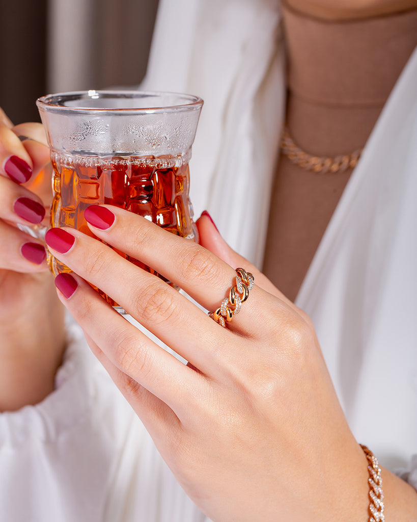 Rosy Cuban Diamond Ring
