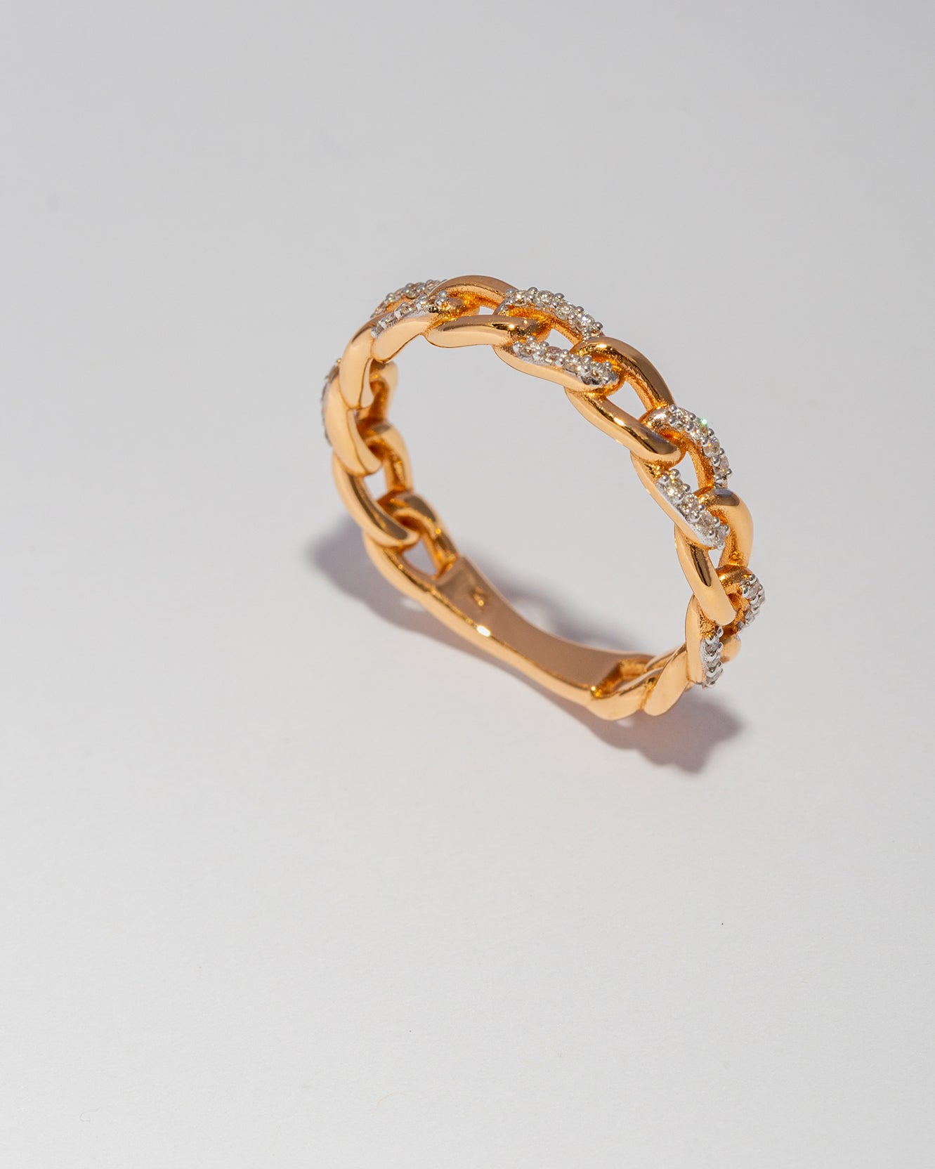 Rosy Gold Cuban Glitter Ring