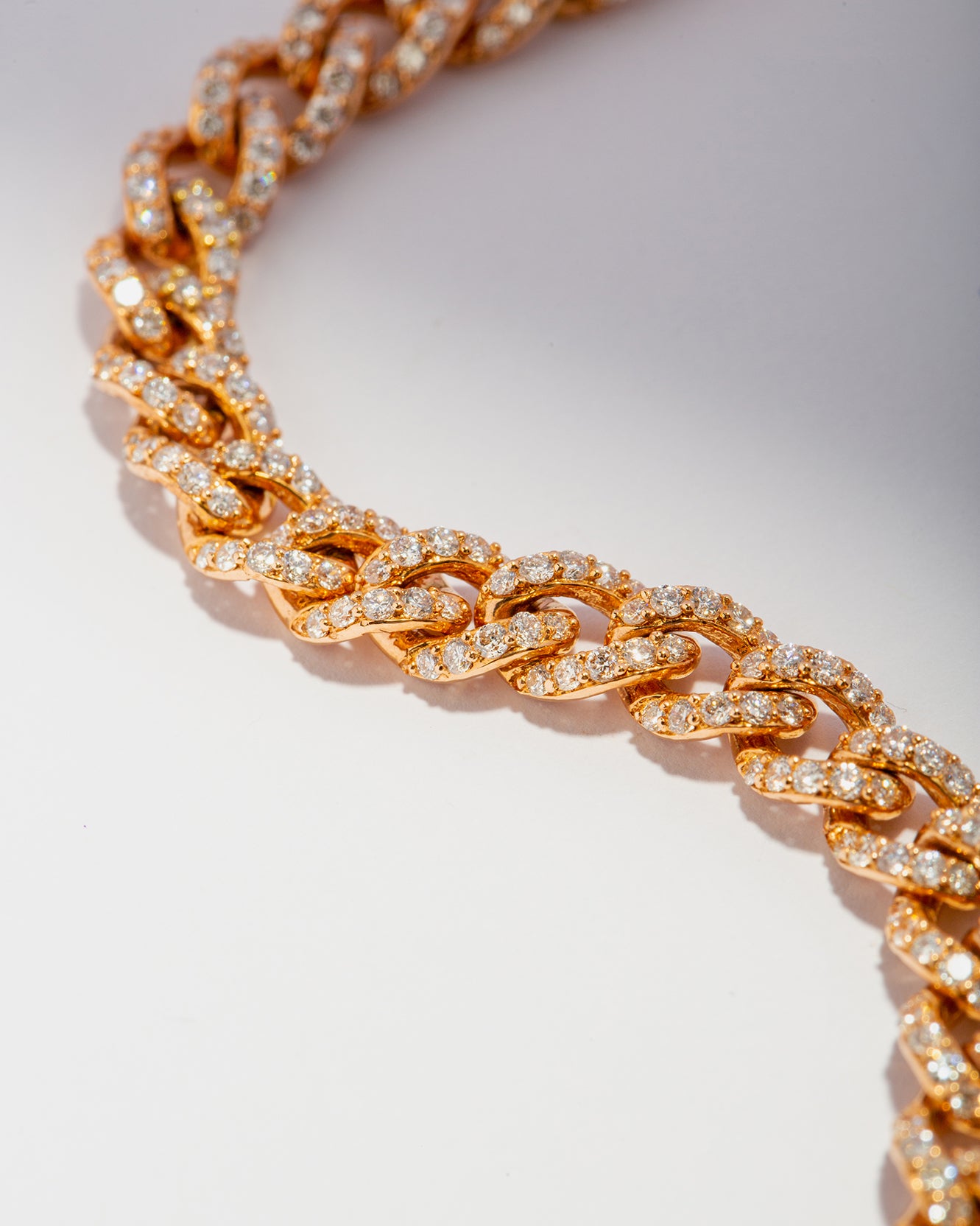 Rose Gold Cuban Symphony With Full Diamond Bracelet